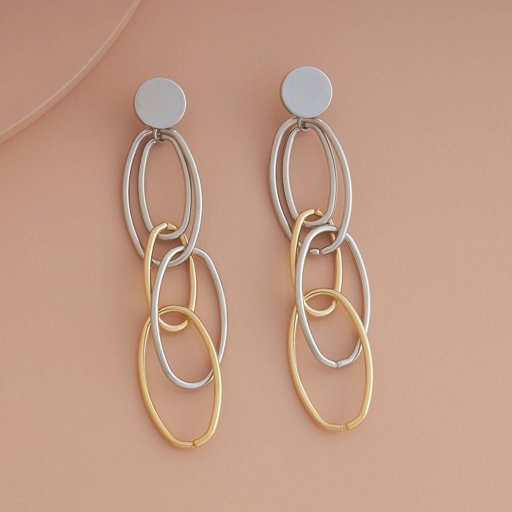 Rhodium-Gold - Plated Casual Wear Trendy Earring - 439322 : 439322