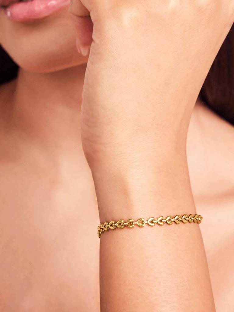 18K Gold Plated Linkhearts Chain Bracelet Stainless Steel Waterproof & Anti-Tarnish : B6ASSS0G