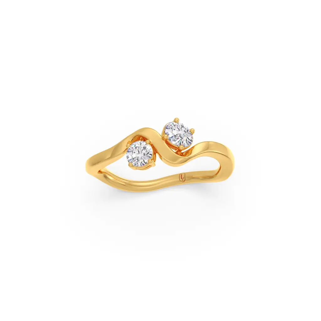 Alternating Round And Oval Diamond Ring : LJ-R00600-14YGLGD-10