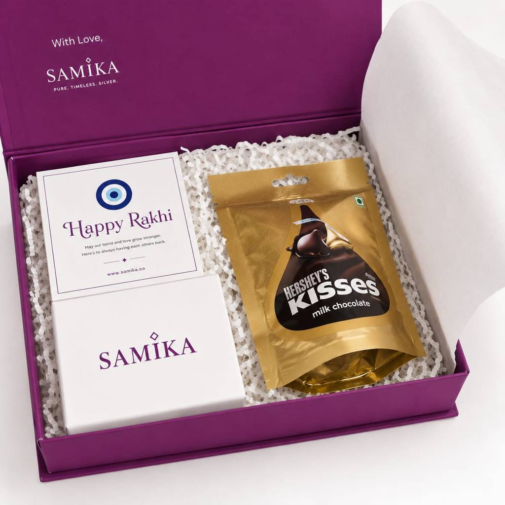 925 Sterling Silver Infinity Bracelet Rakhi Chocolate Gift Hamper : SMK-RAK-HMP-010