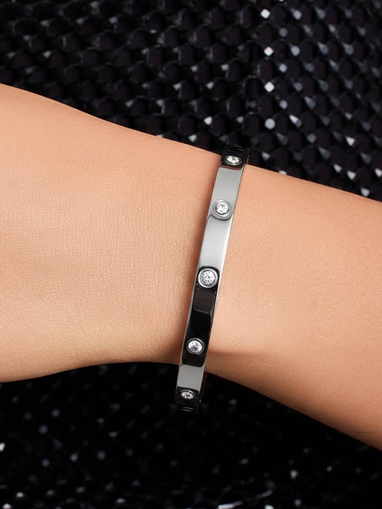Crystal Orbit Bangle Stainless Steel Waterproof & Anti-Tarnish : B51SJSS0S