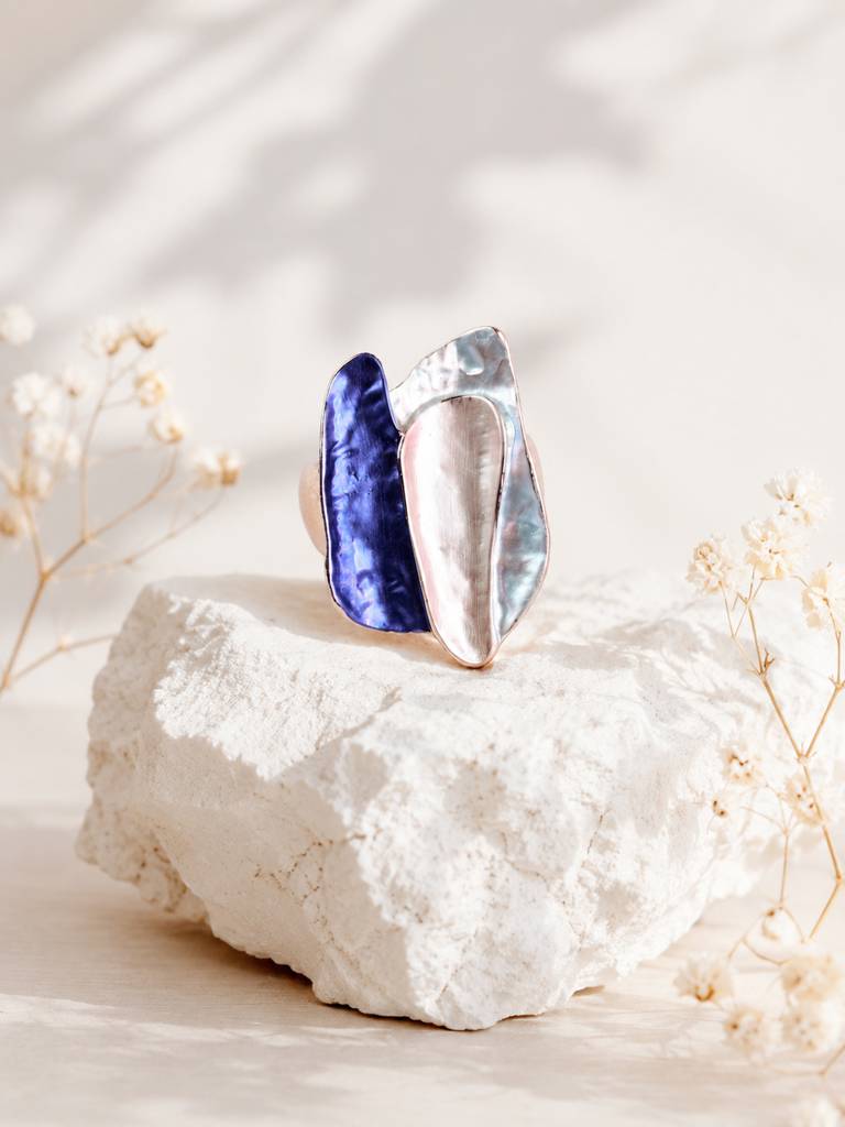 18K Gold Plated Mauve Floral Anti-Tarnish Waterproof Ring : AN-LJ-BL-0031-DR