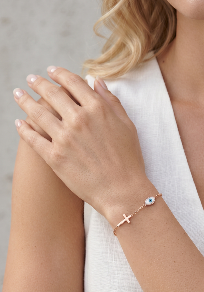 925 Silver Crossed Gaze Bracelet For Women : BR-93