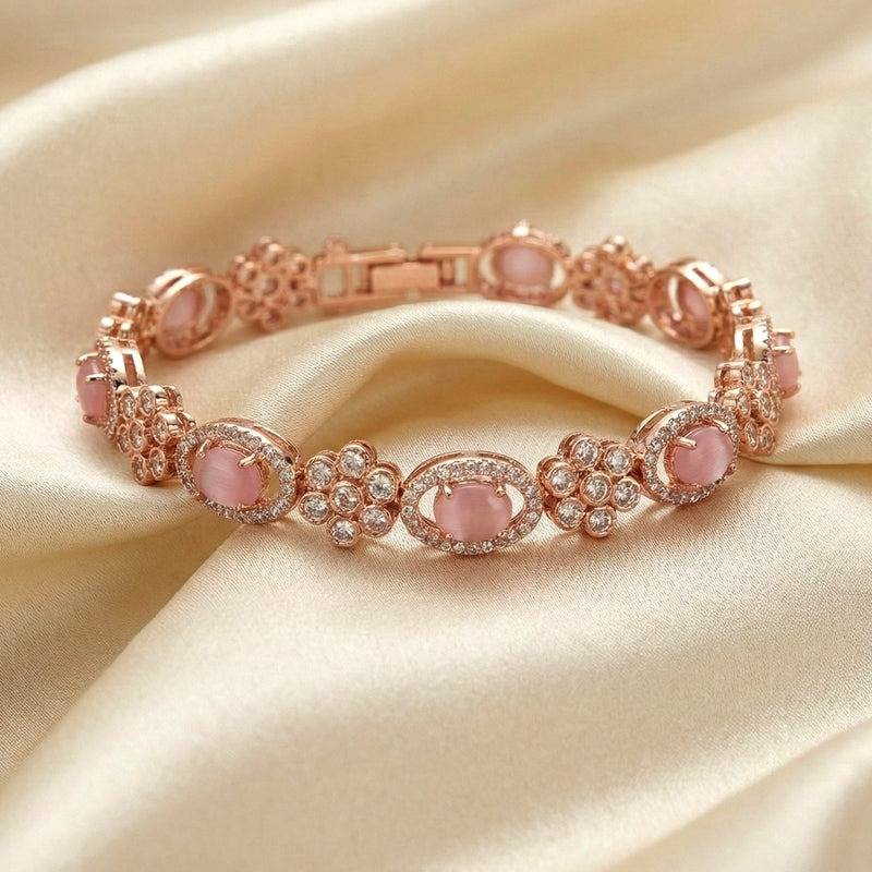 Rose Gold Plated Cz Tennis Bracelet For Women | Elegant Wear : AD-142-RGMPBR
