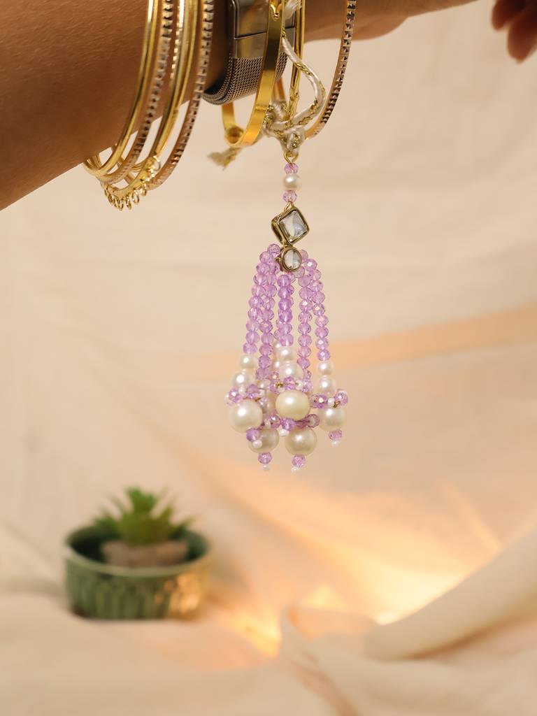 Lavender Pearl Bhai Bhabhi Rakhi Lumba Set With Roli Chawal Capsules : ACJR202-ACRL202
