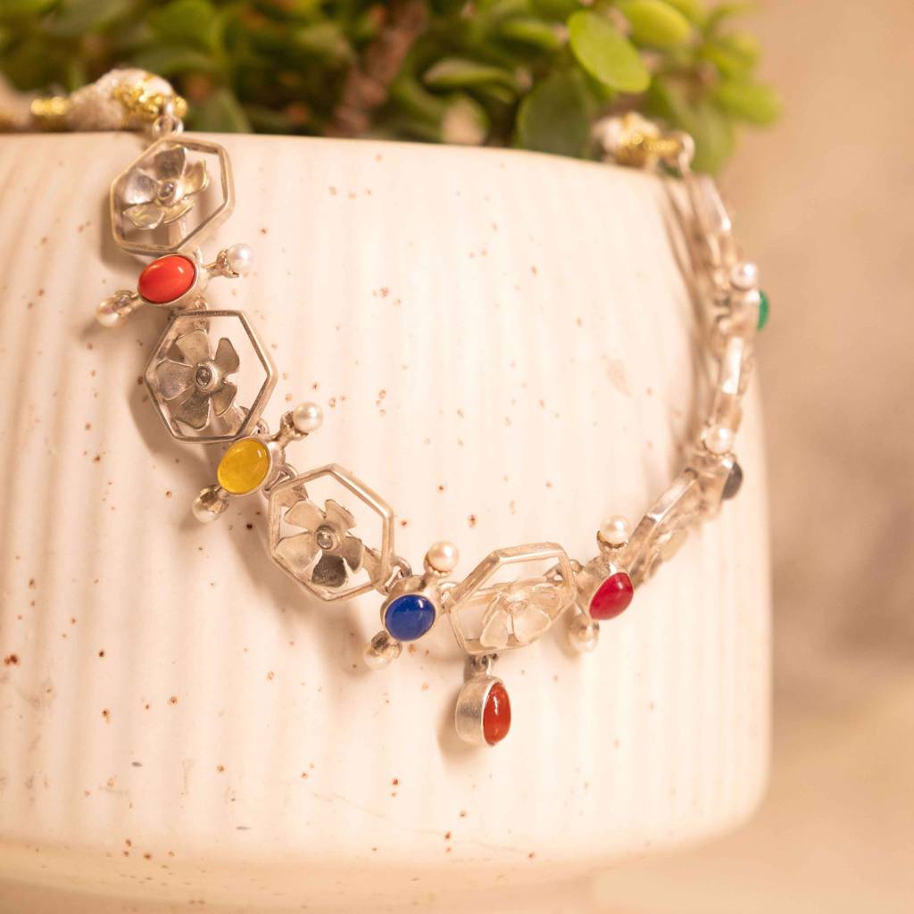Moh Navratan Floral Necklace : SN1226