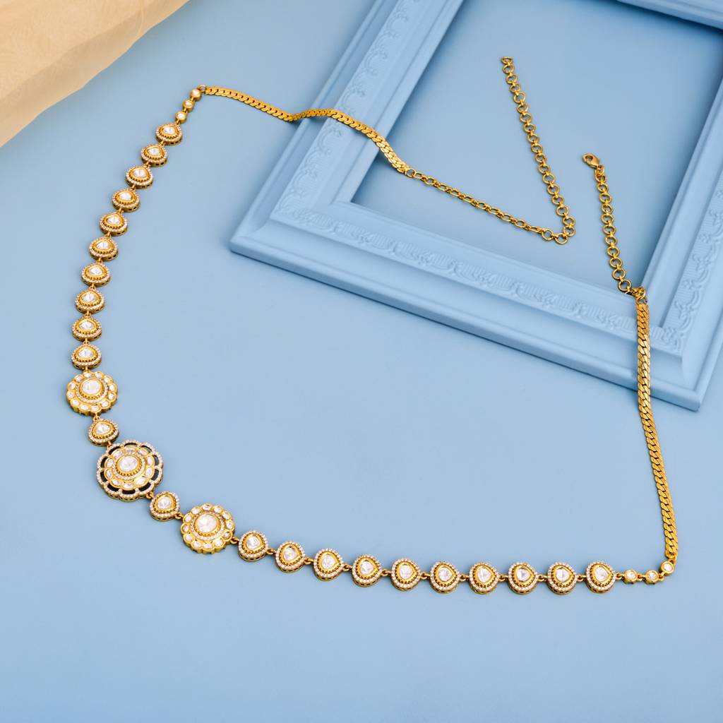 White Victorian - Plated Bridesmaid Kundan Belt - 457282 : 457282