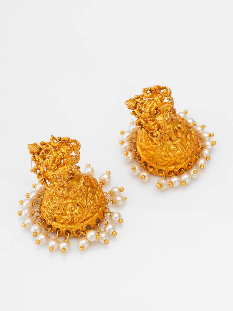 Temple Lakshmi Pendant Pearl Layered Necklace Set : NK4373