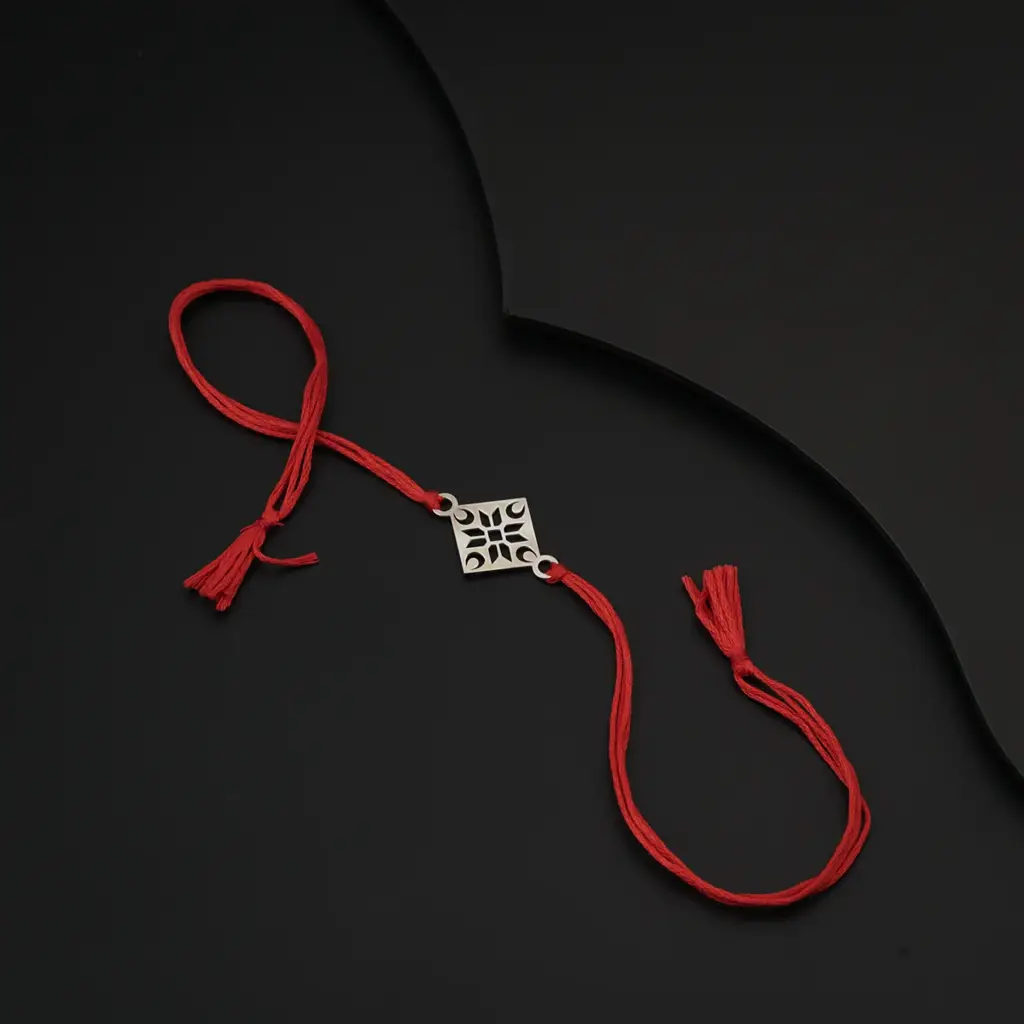 Silver Laser Cut Rakhi : 18841751