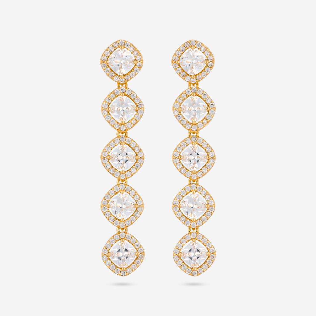 White - Plated Casual Wear Trendy Zircon Earring - 466905 : 466905