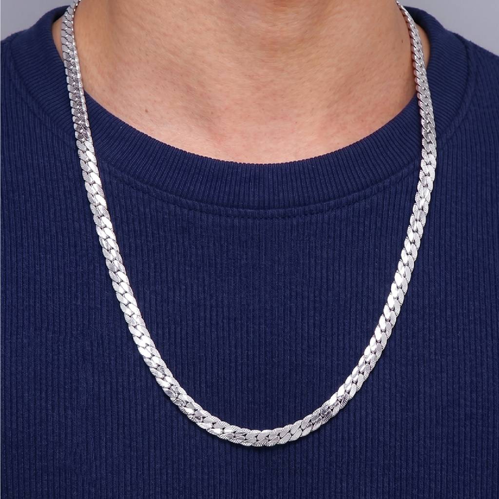 Fancy Snake Chain For Men & Boys Silver Plated Stainless Steel Casual Stylish Design Jewellery Birthday Anniversar : PX9CH155S