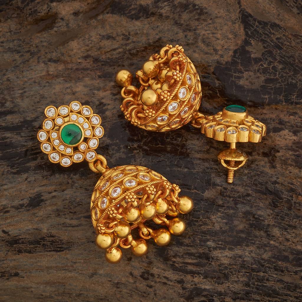 Gold - Plated Festive Temple Earring - 434363 : 434364