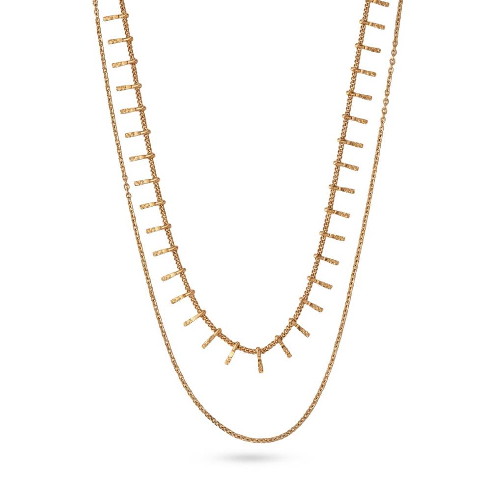 Layered Fringe Bar Cascade Necklace : NK0829