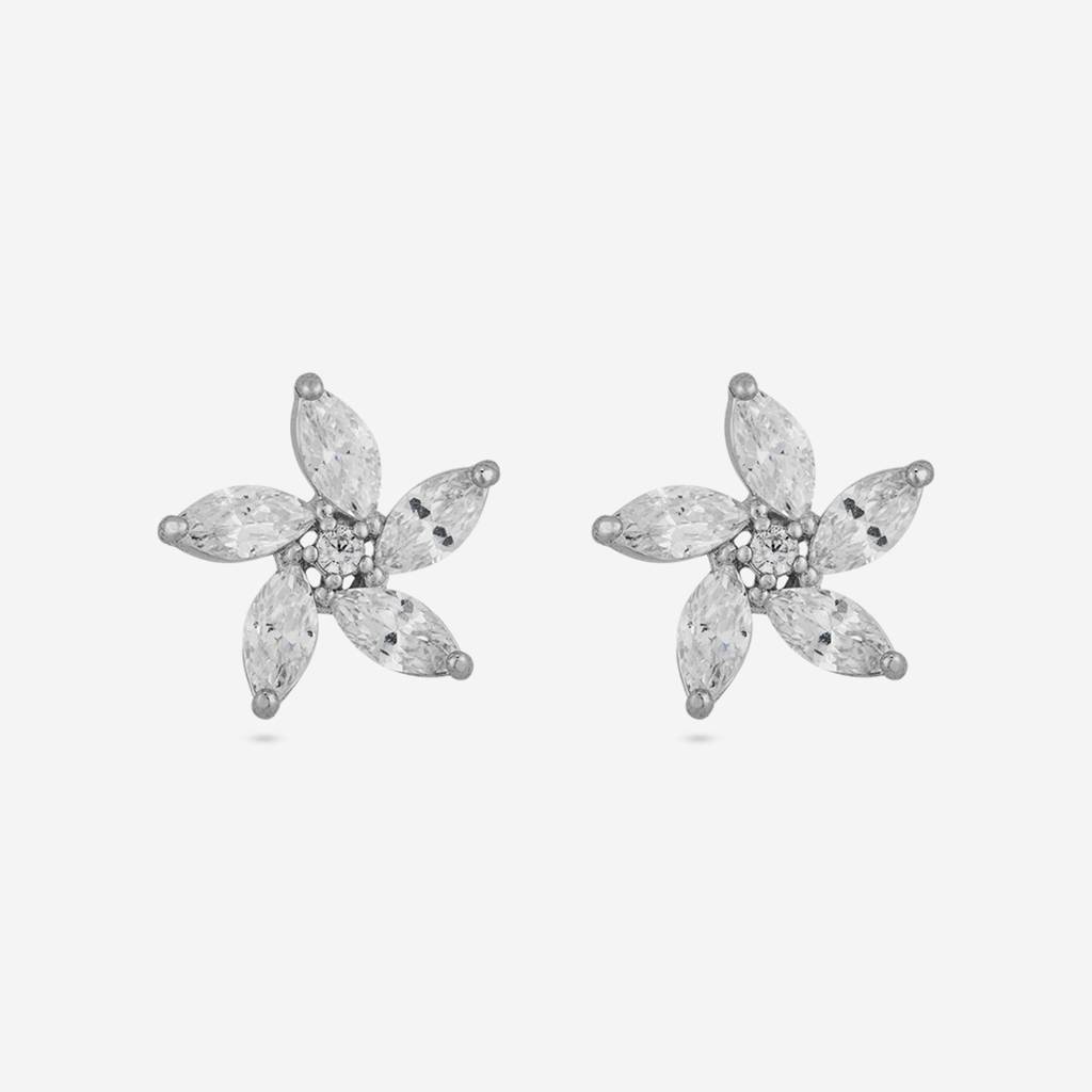 White - Plated Casual Wear Trendy Zircon Earring - 466985 : 466986
