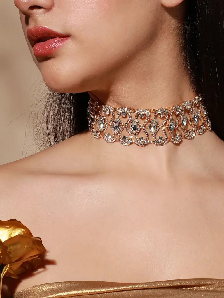 Jennica-Gold Plated Designer Party Necklace For Women : SOHNCK3364