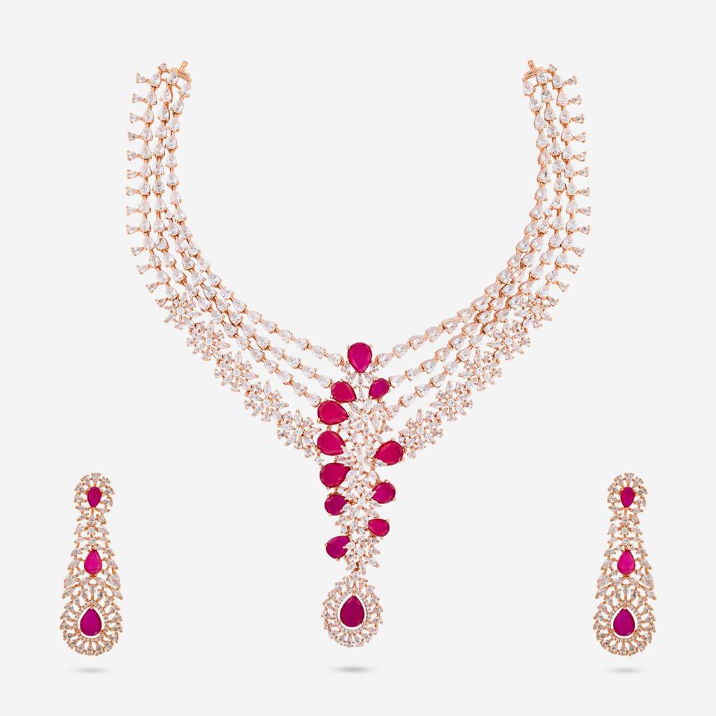 Party Wear Zircon Necklace - 462946 : 462946