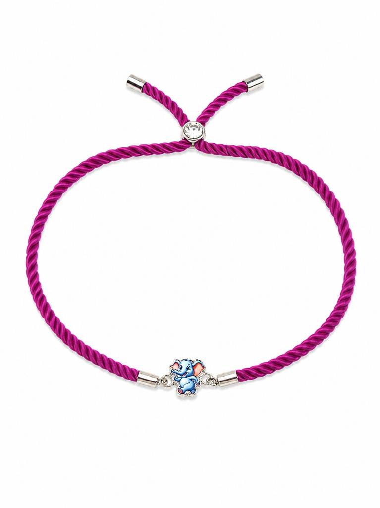 925 Sterling Silver Elephant Designer Kids Rakhi With Roli-Chawal Set : SMK-RKH-022
