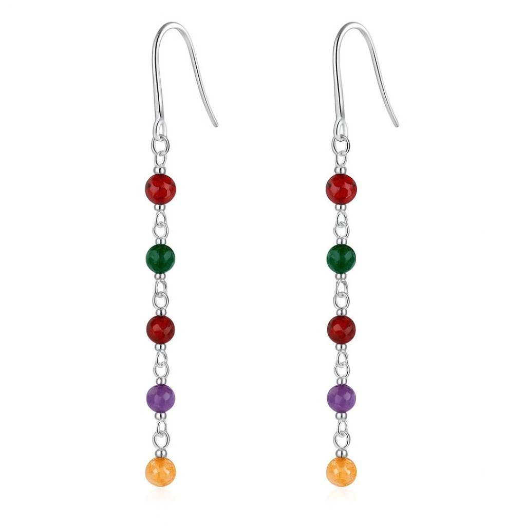 Silver Multi Color Stone Earring : 35128471