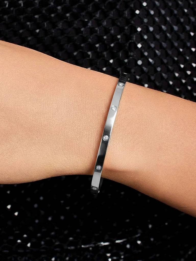 Slim Crystal Bangle Stainless Steel Waterproof & Anti-Tarnish : B57SJSS0S