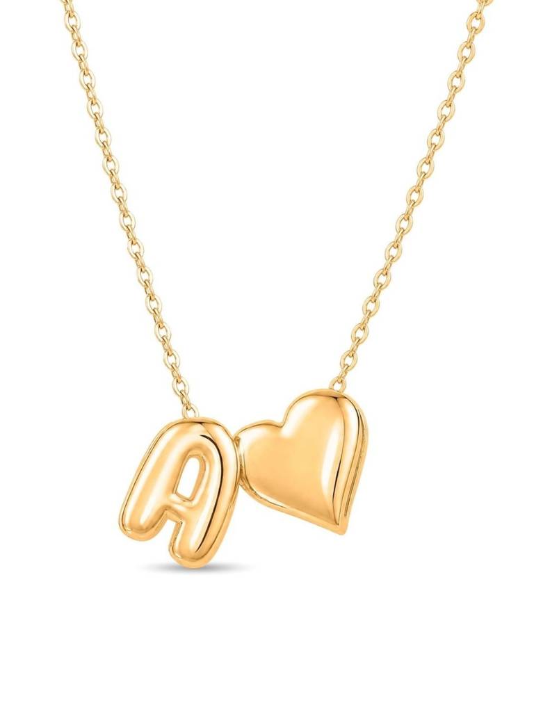 Reversible Initial Letter & Heart With Zircons Gold Plated Antitarnish Pendant : ABY0226P201GA