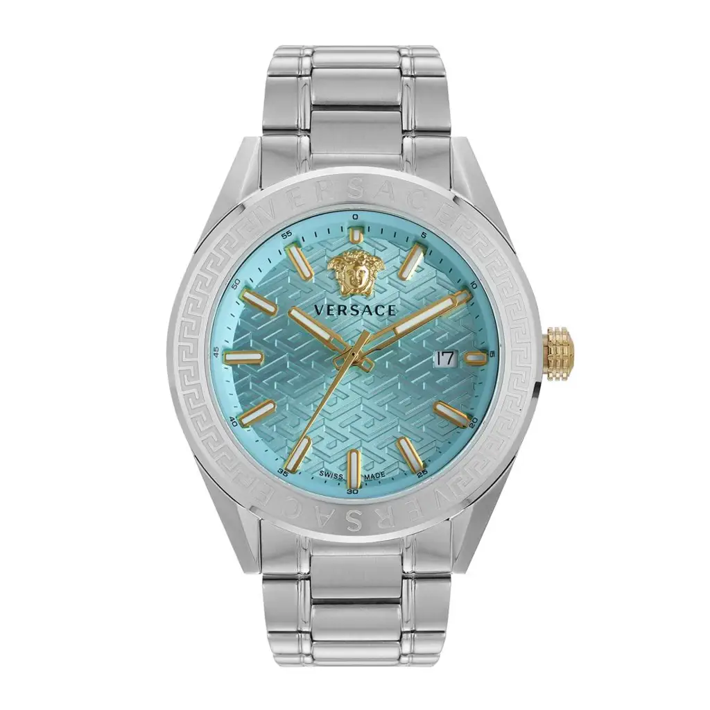 Versace Greca Urban 43 Mm Light Blue Dial Men Analog Watch