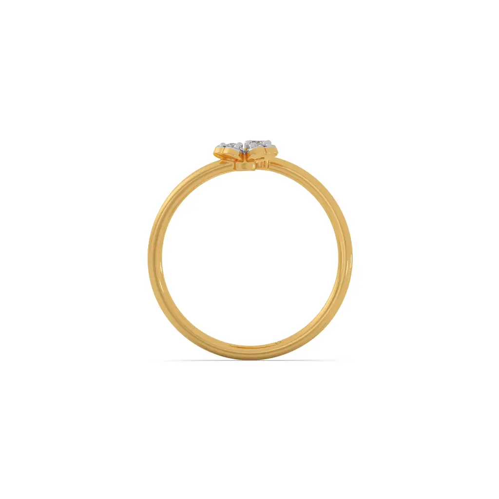 Floral Cluster Solitaire Diamond Ring : LJ-R00757-09YGLGD-10