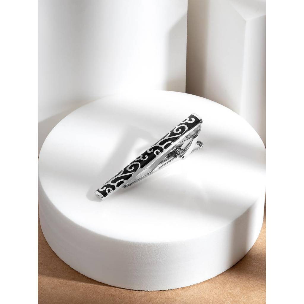 Black Silver Two Tone Tie Pin Stylish Accesories For Men & Boys Wedding Business Gift (Px9T05S) : PX9T05S