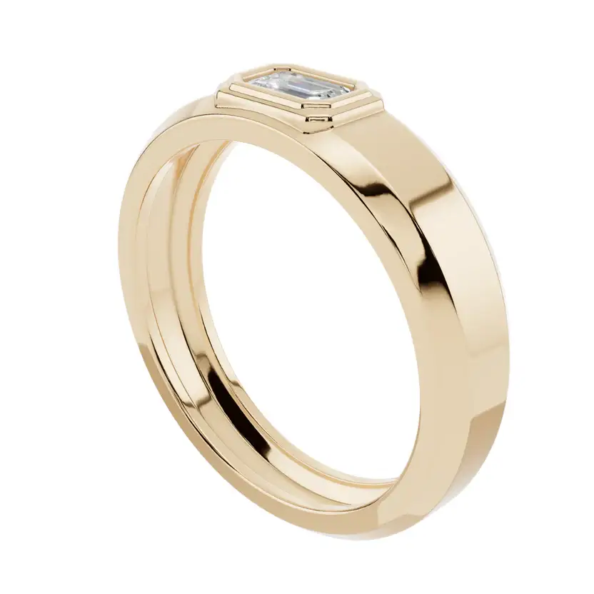 Emerald Cut Solitaire Men’S 925 Silver Ring : VMR10-G-16
