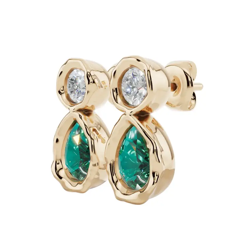 Emerald Orb Semi Silver Earrings : VFL02-G-SM