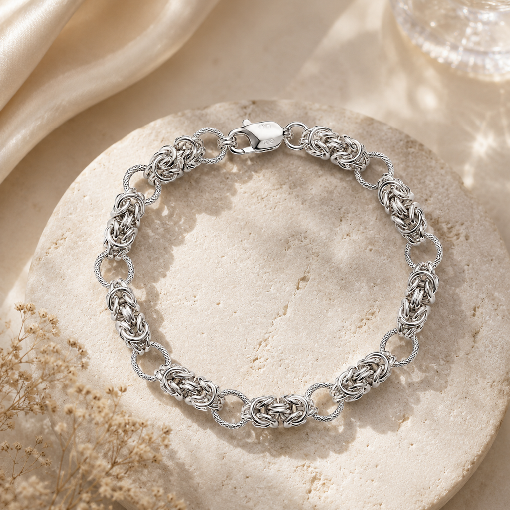SAMIKA 925 Sterling Silver Byzantine Men'S Bracelet · Eternz