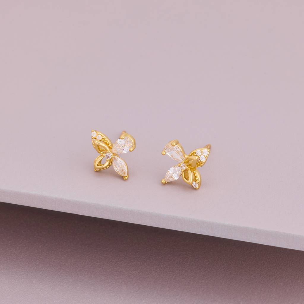 White Gold - Plated Casual Wear Trendy Zircon Earring - 460384 : 460384