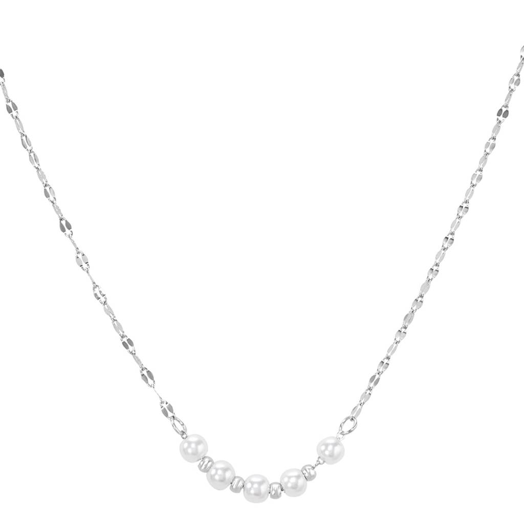 Silver Plated Elegant Pearl Chain Necklace For Women & Girls : PX9N265RW
