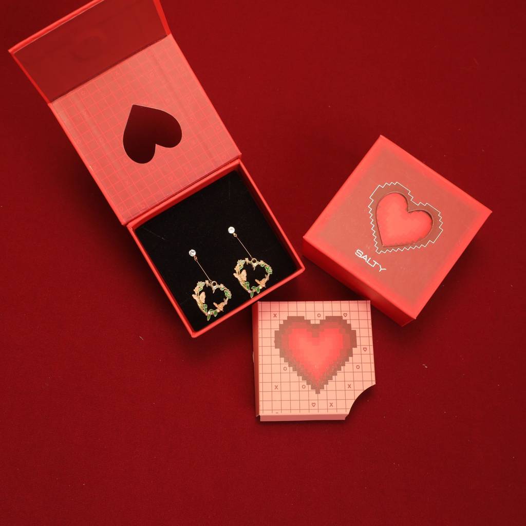 Love Forest Elegance Earrings With Valentine Box : ES14242-G-PNK
