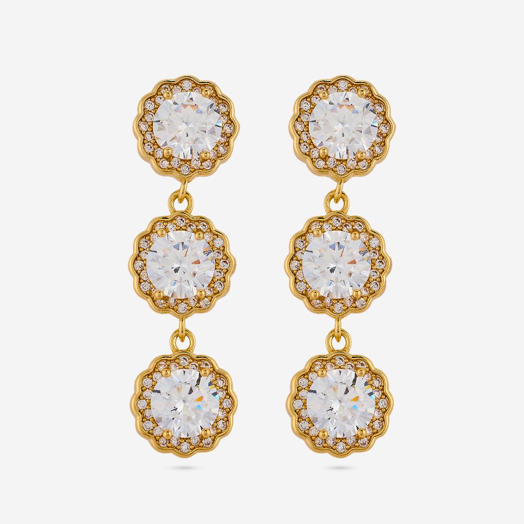 White - Plated Casual Wear Trendy Zircon Earring - 467006 : 467006