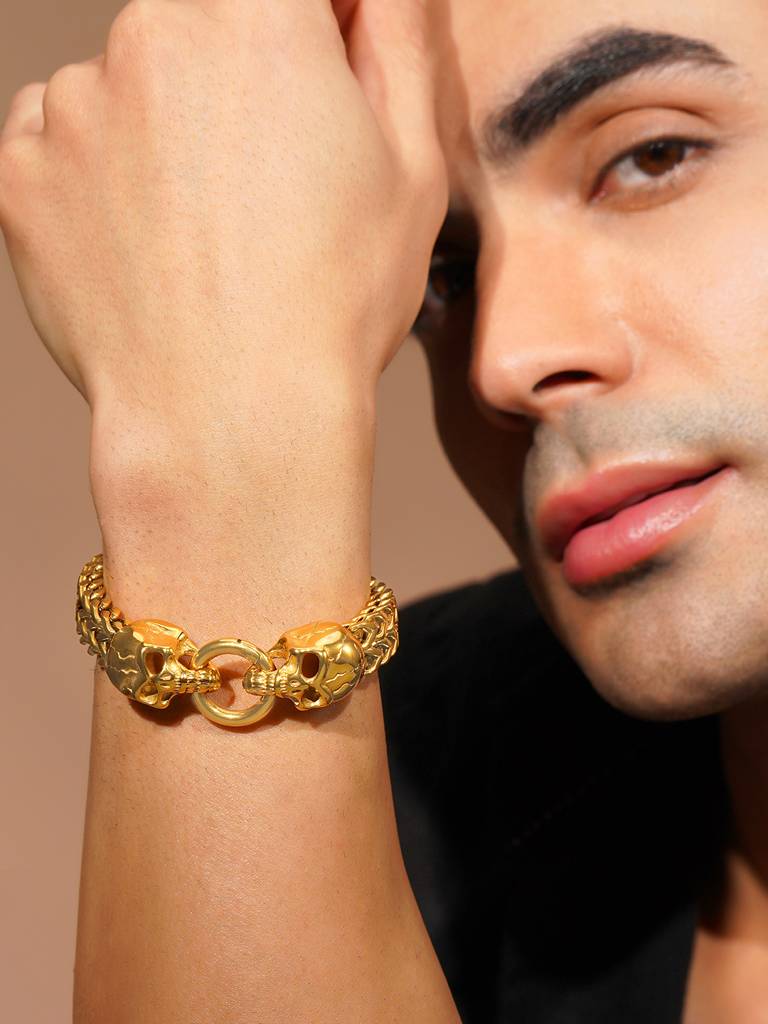 Aanura 18K Gold-Plated Skull Chain Anti-Tarnish Waterproof