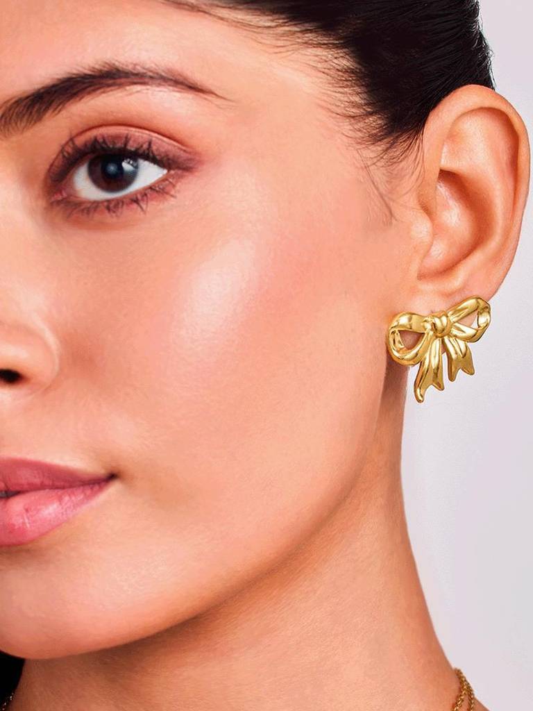 18K Gold Plated Molten Ribbon Earrings Stainless Steel Waterproof & Anti-Tarnish : E80SJSS0G