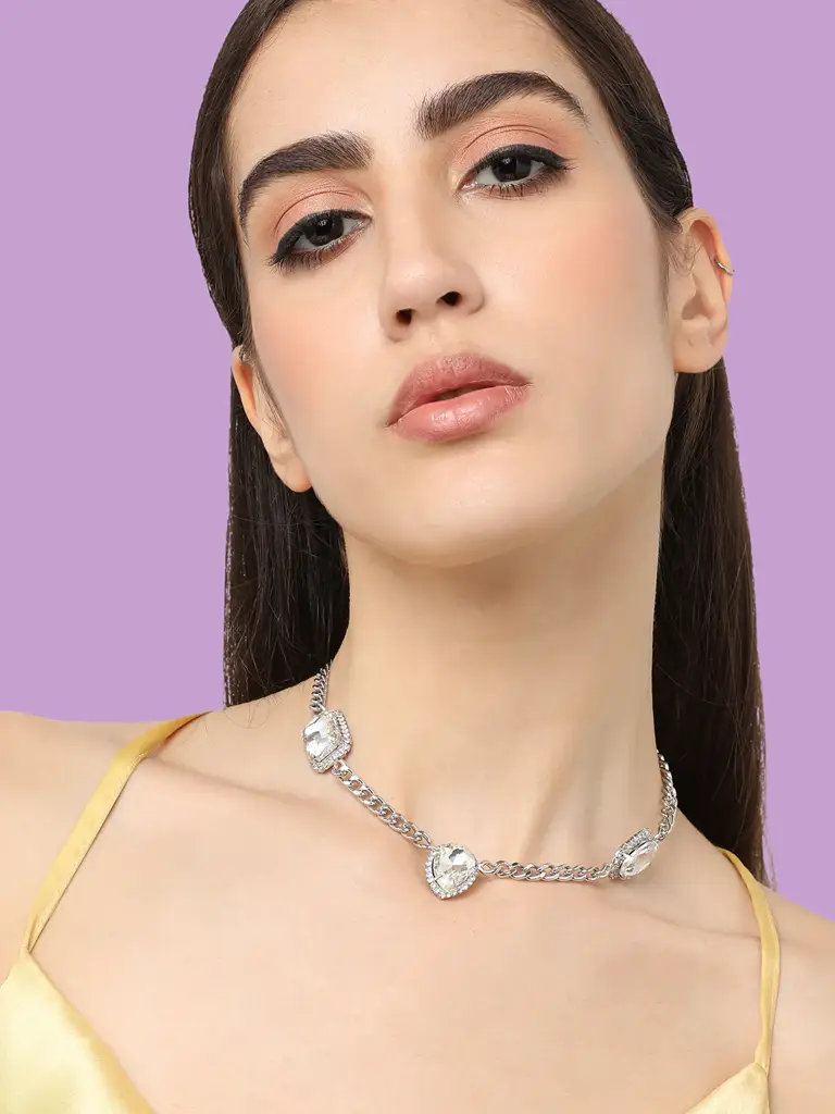 Tamia-Gold Plated Designer Stone Casual Necklace For Women : SOHNCK4983