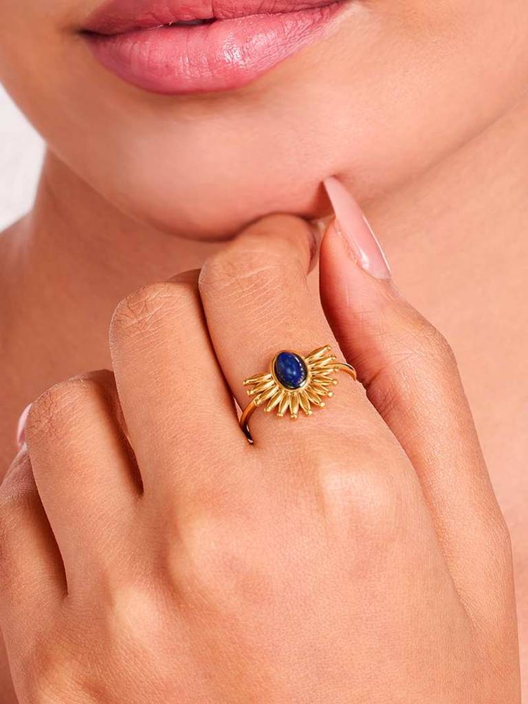 18K Gold Plated Dawn Ring Stainless Steel Waterproof & Anti-Tarnish(Free Size) : R56DGSS0G