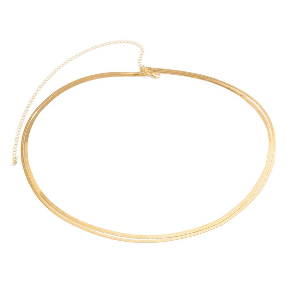 Double Layer Gold Plated Waist Belly Chain Plain Kamar Bandh Jewellery Gift For Women & Girls : PX8BCH044G