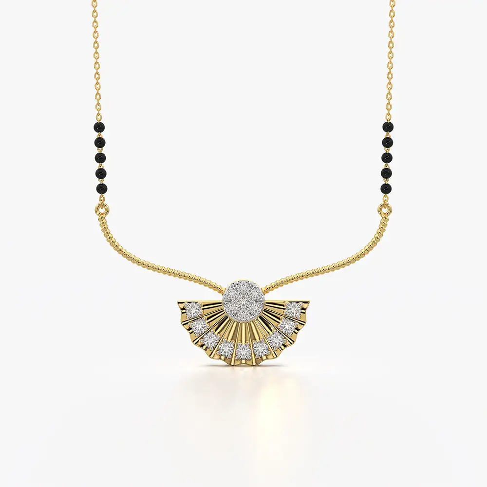 Art Deco Fan Sunburst Mangalsutra Necklace : KNM0031-Gold