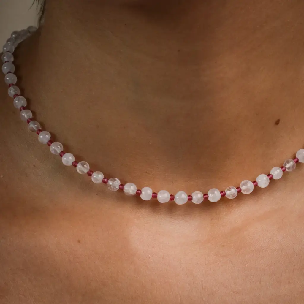 Rhodolite And Moonstone Silver Necklace : 40981399