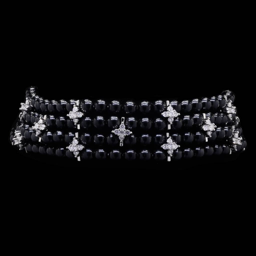 Four Line Natural Fresh Water Pearl Choker Set For Women : N500057