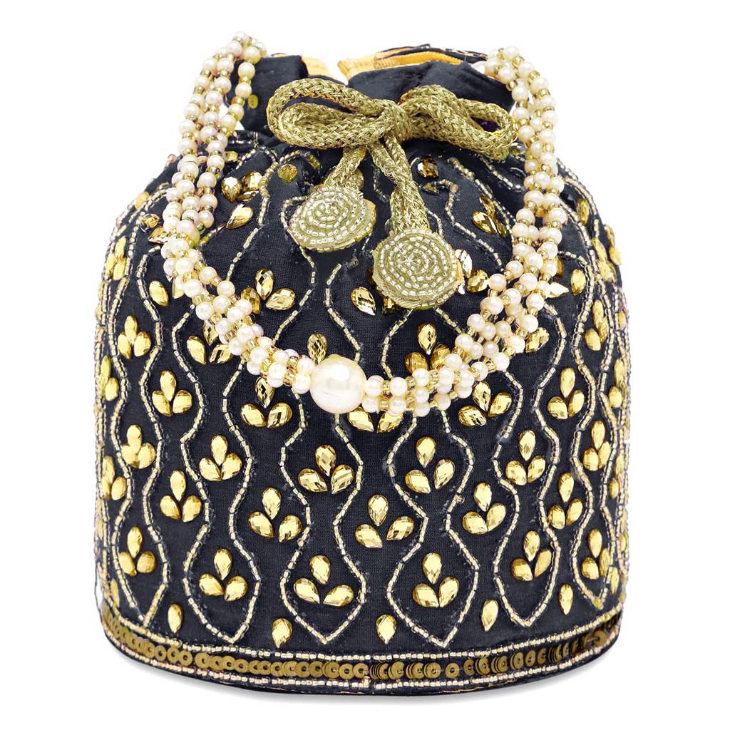 Potli Bag For Women Handmade Evening Wristlet Handbag Stylish Bridal Purse Fashion Bag For Girls (P88B) : P88B