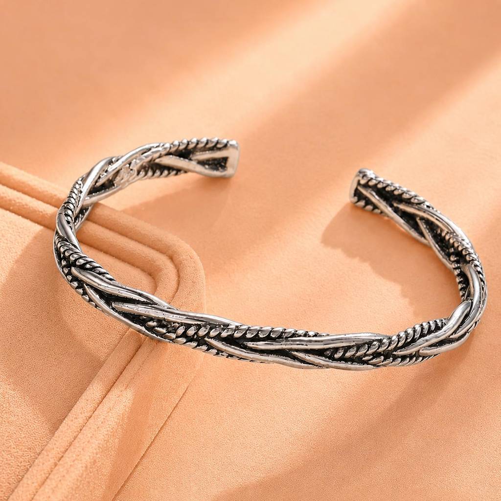 Silver Plated Fancy Kada Cuff Bracelet For Women | Festive & Casual Wear Jewellery | Gift For Her : PX9B299S