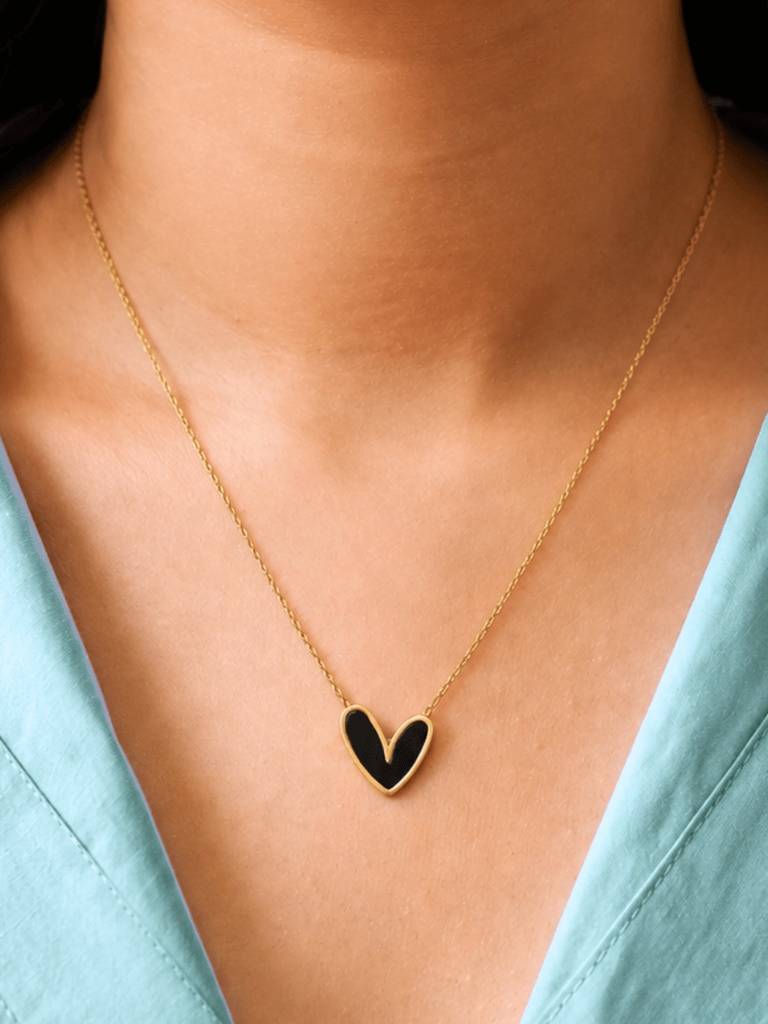 18K Gold Plated Stainless Steel Waterproof & Anti-Tarnish Heart Necklace : N51SJSS0G