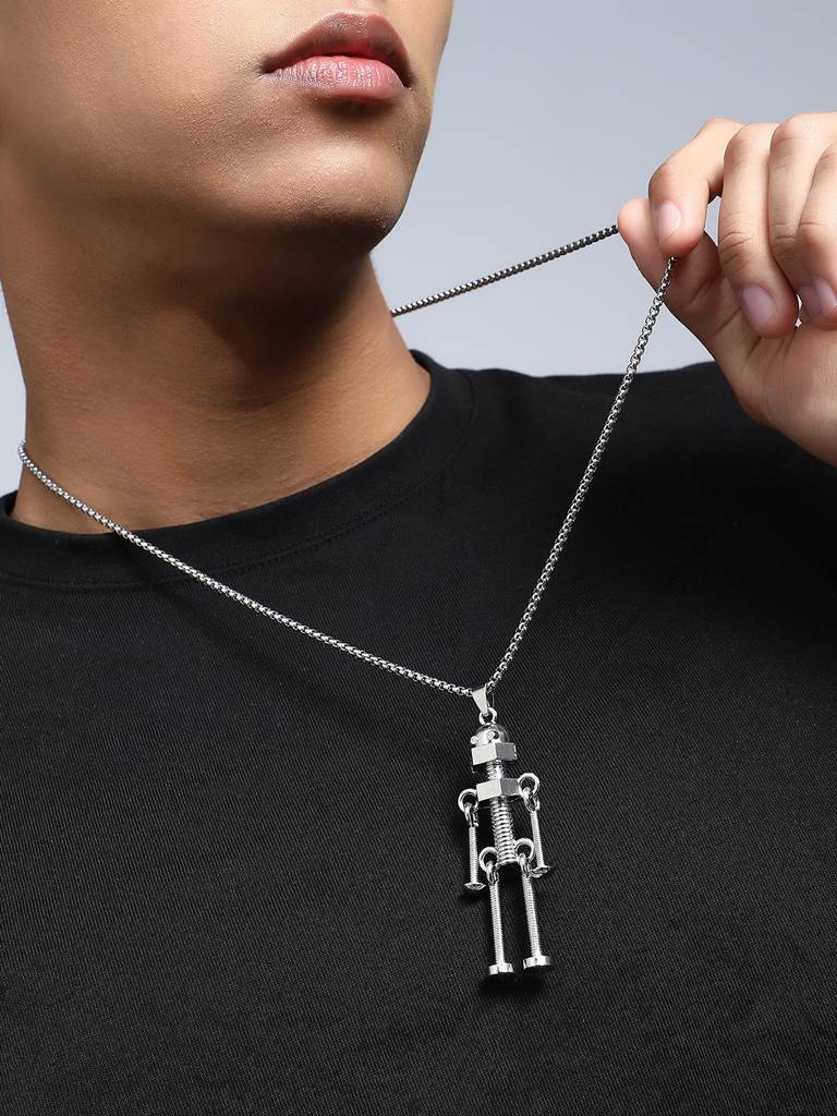 Men'S The Cyberon Pendant Necklace - Metallic Silver : FAPD1169