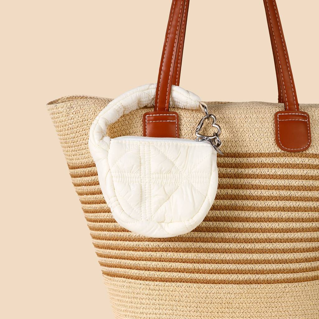 Mini Quilted Puff Bag Charm : C-BG-0091-WH