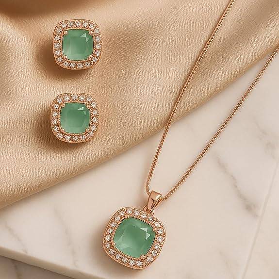 Opulent Ad Pendant Set– Trendy Party Wear : AD-857-RGMGPDER