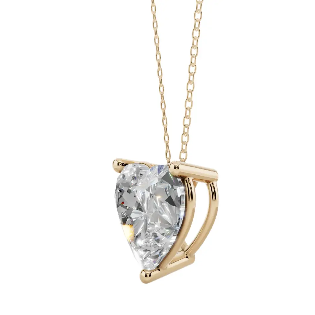 Romantic Heart Solitaire Pure Silver Pendant Necklace : VST-HRT-10-SL-G-C