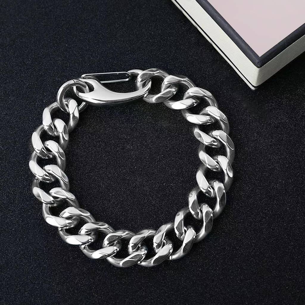 Silver Plated Cuban Link Chain Openable Bracelet Contemporary Jewellery For Men & Boys : PX9B203S